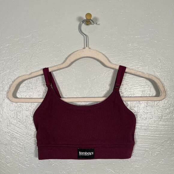 TomboyX Other - TomboyX Women S Maroon Red Purple Ribbed Bralette Organic Cotton Adjustable